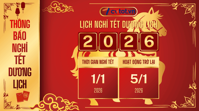 Thông báo thời gian nghỉ tết dương lịch công ty cổ phần CVTOT